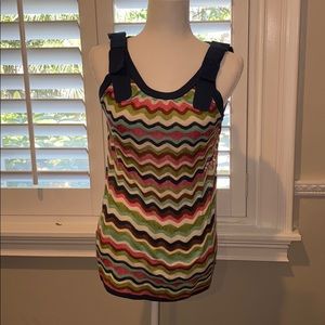 Missoni blouse multicolor with navy bows.